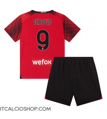AC Milan Olivier Giroud #9 Prima Maglia Bambino 2023-24 Manica Corta (+ Pantaloni corti)